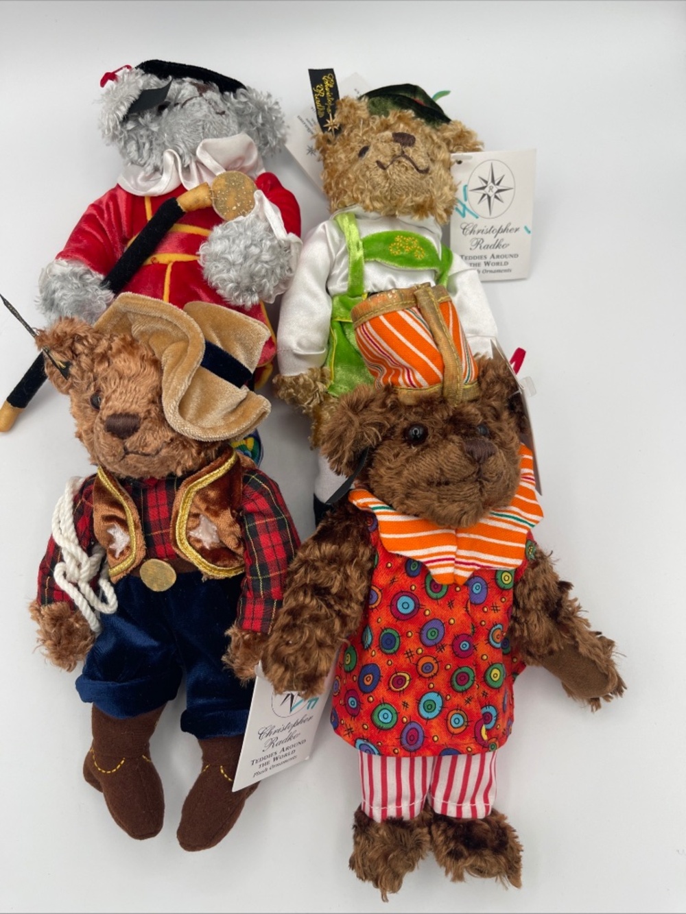 4 Christopher Radko Plush Bears Teddies Around The World